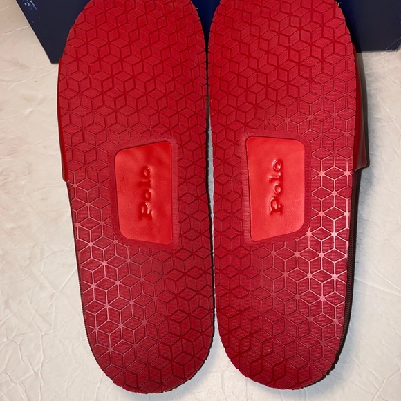POLO RALPH LAUREN CAYSON RED &  BLACK POLO LOGO Slide Sandals Men Size 8 main image 4